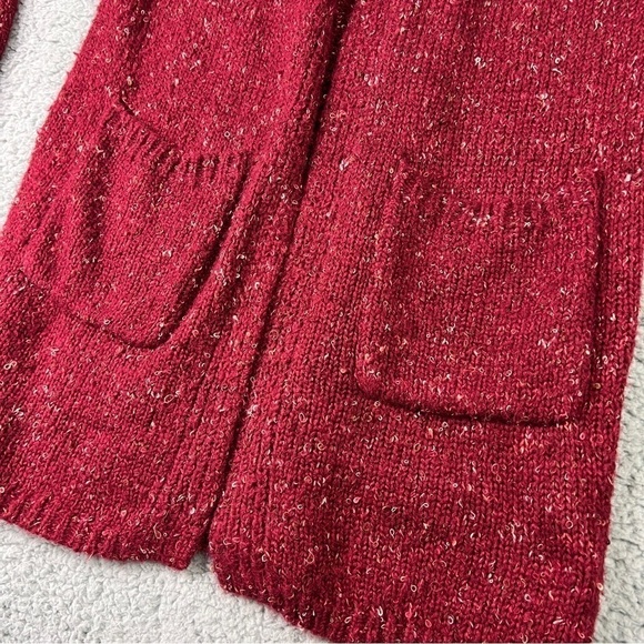 Knox Rose Open-Front Cardigan Over-Sized Long-Sleeve Marled Wine Size S - Picture 4 of 8